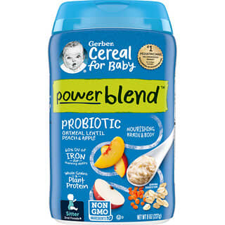 Gerber, Cereal for Baby, Power Blend, 2nd Foods, Probiotic Oatmeal Lentil, Peach & Apple, 8 oz (227 g)