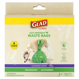 Glad for Pets, Bolsas para residuos ecológicas, Para mascotas, Lavanda, 120 bolsas