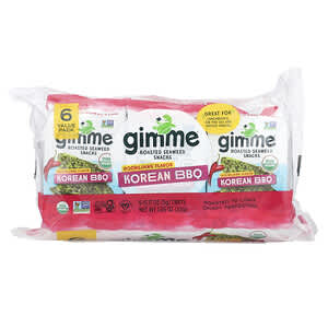 gimMe, Roasted Seaweed Snacks, Korean BBQ, 6 Packs, 0.17 oz (5 g) Each