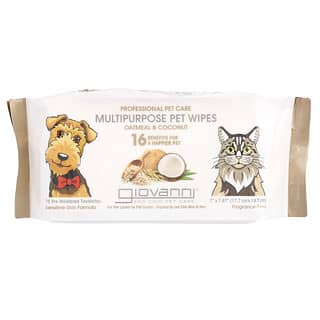 Giovanni, Professional Pet Care, Multipurpose Pet Wipes, Mehrzweck-Tiertücher, für Hunde und Katzen, Haferflocken und Kokosnuss, ohne Duftstoffe, 75 feuchte Tücher