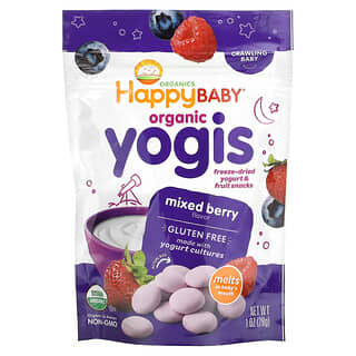 Happy Family Organics, Organic Yogis, Freeze Dried Yogurt & Fruit Snacks, Mixed Berry, 1 oz (28 g)