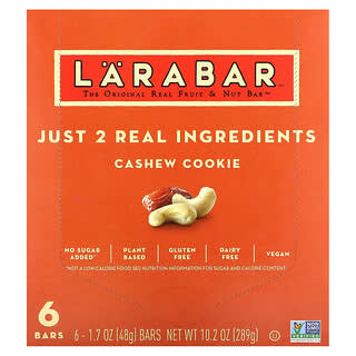 Larabar, The Original Real Fruit & Nut Bar, Cashew Cookie, 6 batonów (48 g)