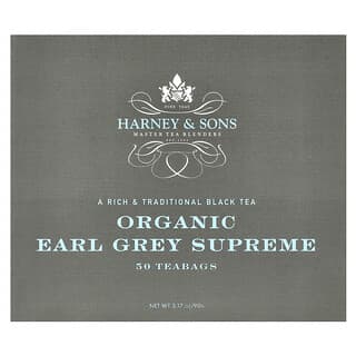 Harney & Sons, Chá Preto, Earl Grey Supremo Orgânico, 50 Saquinhos de Chá, 90 g (3,17 oz)