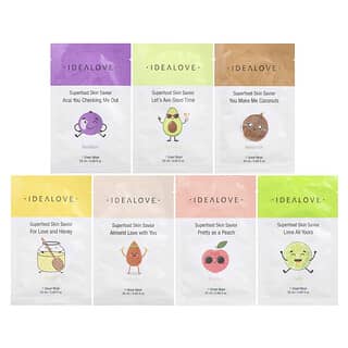 Idealove, Assortiment de superaliments pour sauver votre peau, 7 masques de beauté en tissu, 20 ml pièce