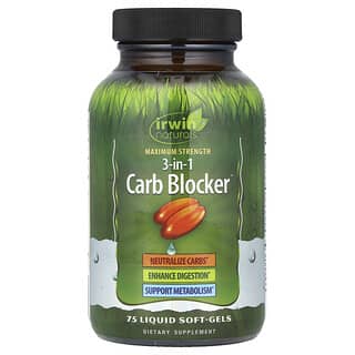 إيروين ناتشورالز‏, Carb Blocker بتركيبة 3 في 1، قوة قصوى، 75 كبسولة هلامية سائلة