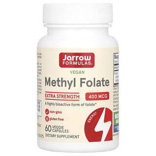 Jarrow Formulas, Vegan Methyl Folate, Extra Strength, 400 mcg, 60 Veggie Capsules