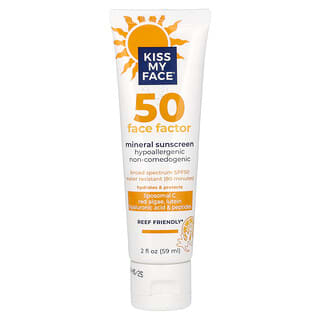 Kiss My Face, 50 Face Factor, Protector solar mineral, FPS 50, 59 ml (2 oz. líq.)