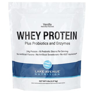 Lake Avenue Nutrition, Whey Protein + Probiotics, Vanilla, 5 lb (2.27 kg)