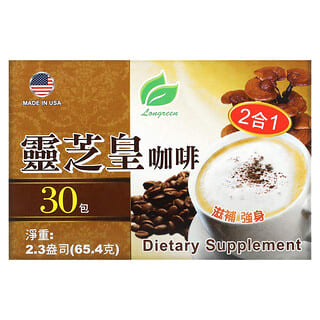 Longreen, Café Reishi 2 en 1, champignons et café Reishi, 30 sachets, 2,3 oz (65,4 g) chacun.