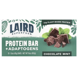 Laird Superfood, Protein Batangan + Adaptogen, Cokelat Mint, 10 Batangan, Masing-Masing 45 g 1,6 ons