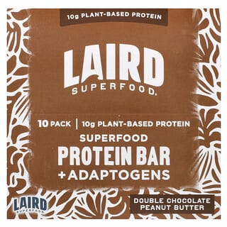 Laird Superfood, Protein Batangan Superfood + Adaptogen, Selai Kacang Cokelat Ganda, 10 Batangan, Masing-Masing 45 g 1,6 ons