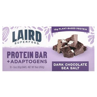 Laird Superfood, Superfood 蛋白棒 + 適應原，黑巧克力海鹽，10 包，每包 1.6 盎司（45 克）