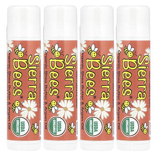 Sierra Bees, Bálsamos Labiais Ôrganicos, Manteiga de Karité e Óleo de Argan, 4 Embalagens, 0,15 oz (4,25 g) Cada