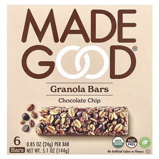 MadeGood, Batony granola z kawałkami czekolady, 6 batonów po 24 g