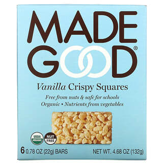 MadeGood, Crispy Squares, Vanilla, 6 Bars, 0.78 oz (22 g) Each