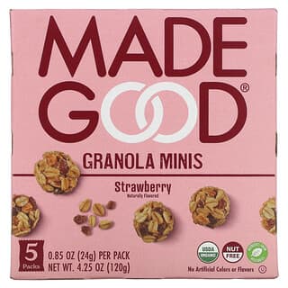 MadeGood, Granola Minis, Strawberry, 5 Packets, 0.85 oz (24 g) Each