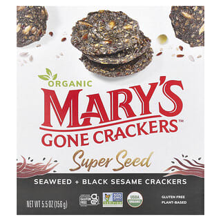 Mary's Gone Crackers, Super Seed Crackers, Algas marinas y sésamo negro, 155 g (5,5 oz)