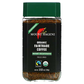 Mount Hagen, Café instantáneo orgánico de comercio justo, Liofilizado y descafeinado, 100 g (3,53 oz)