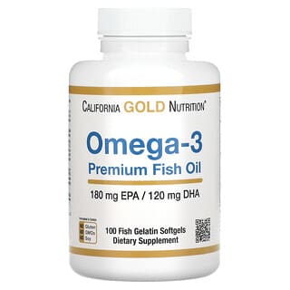 California Gold Nutrition, омега-3, рыбий жир премиального качества, 100 капсул из рыбьего желатина