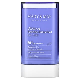 Mary & May, Bastão Vegano de Peptídeos e Bakuchiol, FPS 50+ PA++++, 18 g (0,63 oz)