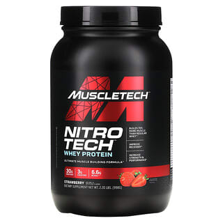 MuscleTech, Nitro-Tech, Molkenisolat + Magerer Muskelaufbau, Erdbeere, 907 g (2 lbs.)