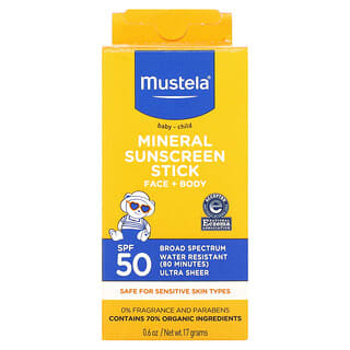 Mustela, Bebê - Protetor Solar Mineral em Bastão, FPS 50, 17 g (0,6 oz)