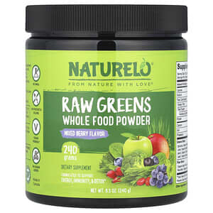 NATURELO, Raw Greens, Alimento integral en polvo, Bayas mixtas, 240 g (8,5 oz)