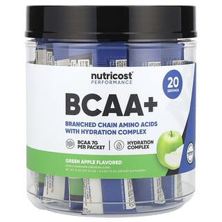 Nutricost, Performance, BCAA+, Manzana verde, 20 sobres, 13 g (0,5 oz) cada uno