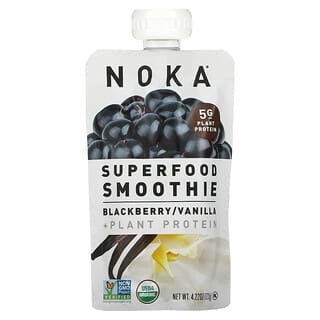 Noka, Batido de superalimentos con proteína vegetal, Zarzamora, vainilla, 120 g (4,22 oz)