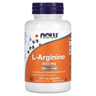 NOW Foods, L-arginina, 500 mg, 100 kapsułek roślinnych