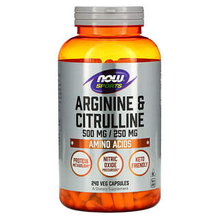 NOW Foods, Sports, Arginina y citrulina, 240 cápsulas vegetales