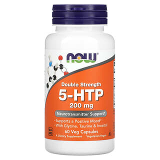 NOW Foods, 5-HTP, Double Strength, 200mg, 60 식물성 캡슐