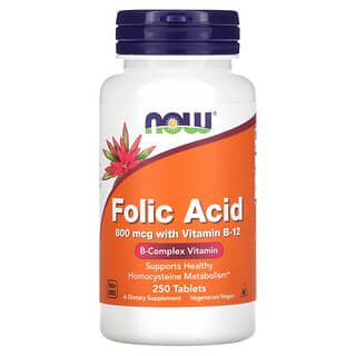 NOW Foods, Ácido fólico, 800 mcg, 250 comprimidos