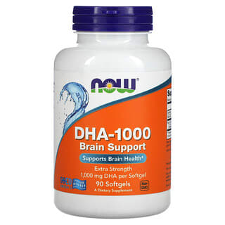 NOW Foods, DHA-1000 Brain Support, Potência Extra, 1.000 mg, 90 Cápsulas Softgel