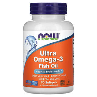 NOW Foods, Ultra Omega-3, 500 EPA/250 DHA, 90 capsule molli con rivestimento enterico