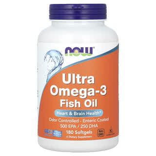 NOW Foods, Olio di pesce Ultra omega 3, 180 capsule molli