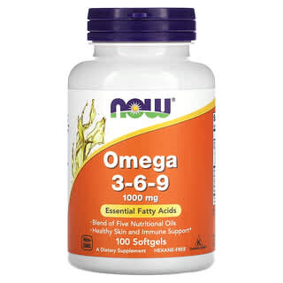 NOW Foods, Omega 3-6-9, 1,000 mg, 100 Softgel