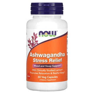 NOW Foods, Ashwagandha anti-stress, 60 capsules végétariennes