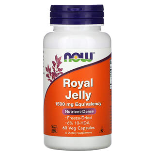 NOW Foods, Jalea real, 1500 mg, 60 cápsulas vegetales