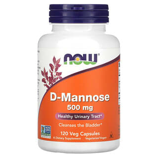 NOW Foods, D-Manosa, 500 mg, 120 Kapsul Sayur