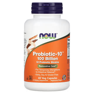 ناو فودز‏, بروبيوتيك Probiotic-10، مستعمرة من 100 مليار، 60 كبسولة نباتية