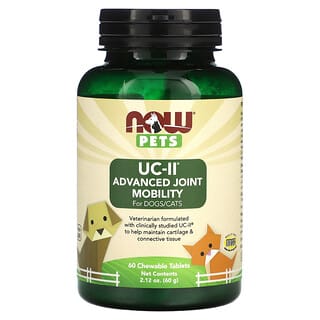 ناو فودز‏, Pets UC-II للحركة المتقدمة للمفاصل للكلاب / القطط ، 60 قرص قابل للمضغ ، 2.12 أونصة (60 جم)