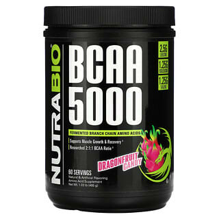 NutraBio, BCAA（分岐鎖アミノ酸）5000、ドラゴンフルーツキャンディ、465g（1.03ポンド）