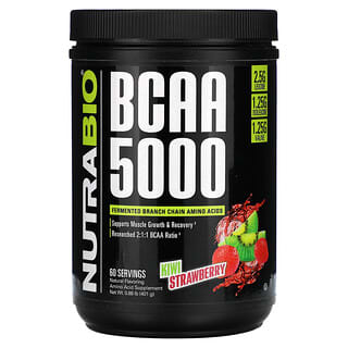 NutraBio, BCAA（分岐鎖アミノ酸）5000、キウイストロベリー、401g（0.88ポンド）