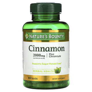 Nature's Bounty, Cannelle et chrome, 2000 mg, 60 capsules (1000 mg par capsule)