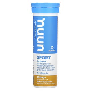 Nuun, Hydration, Sport, Effervescent Electrolyte Supplement, Orange, 10 Tablets