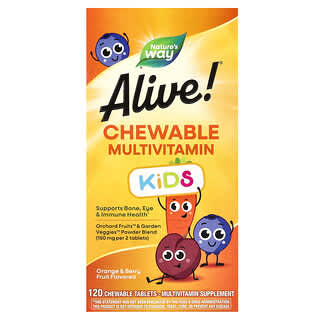 Nature's Way, Alive! Multivitamínico Mastigável para Crianças, Laranja e Frutos Silvestres, 120 Comprimidos Mastigáveis