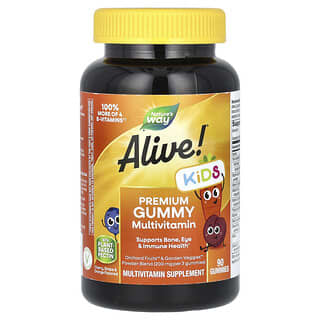 Nature's Way, Alive! Crianças, Multivitamínico em Gomas Premium, Sabores Uva e Laranja, 90 Gomas