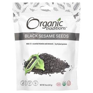 Organic Traditions, Sementes de Gergelim Preto, 227 g (8 oz)