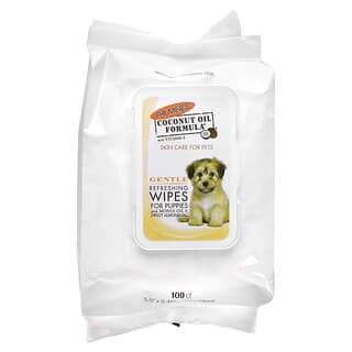 Palmer's for Pets, Formule à l'huile de noix de coco avec vitamine E, Lingettes rafraîchissantes pour chiots, Douces, 100 lingettes